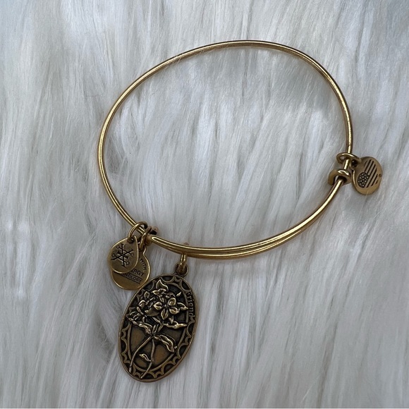 Alex and Ani Jewelry - Alex and Ani Rafaelian Gold Floral Friend Charm Bangle Bracelet